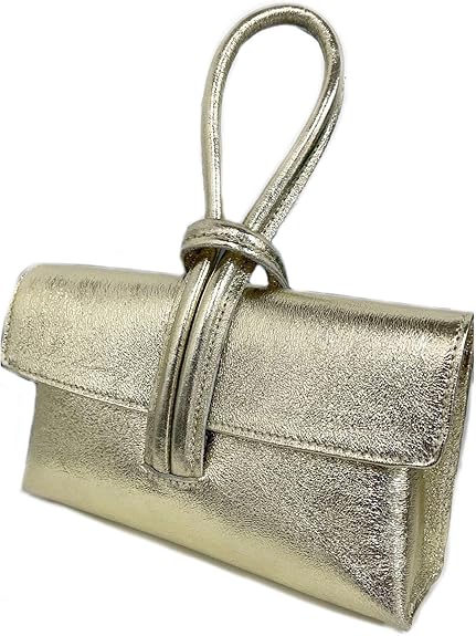 Metallic Leather Loop Bag, Gold image 0