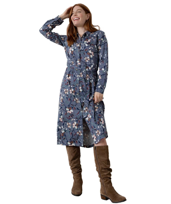 Anya Midi Shirt Dress, Shibori, Navy image 0