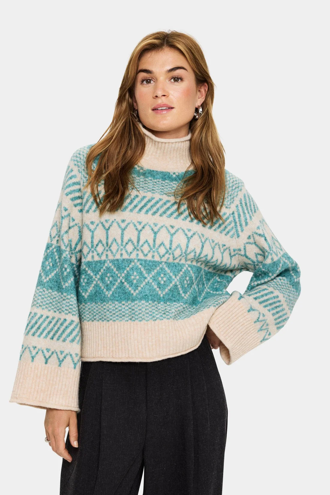 Micha Rollneck Pullover, Aqua Haze Melange image 0