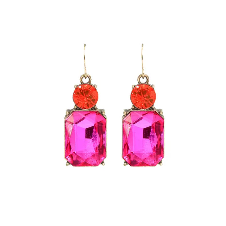 Twin Gem Earring, Pink & Orange image 0