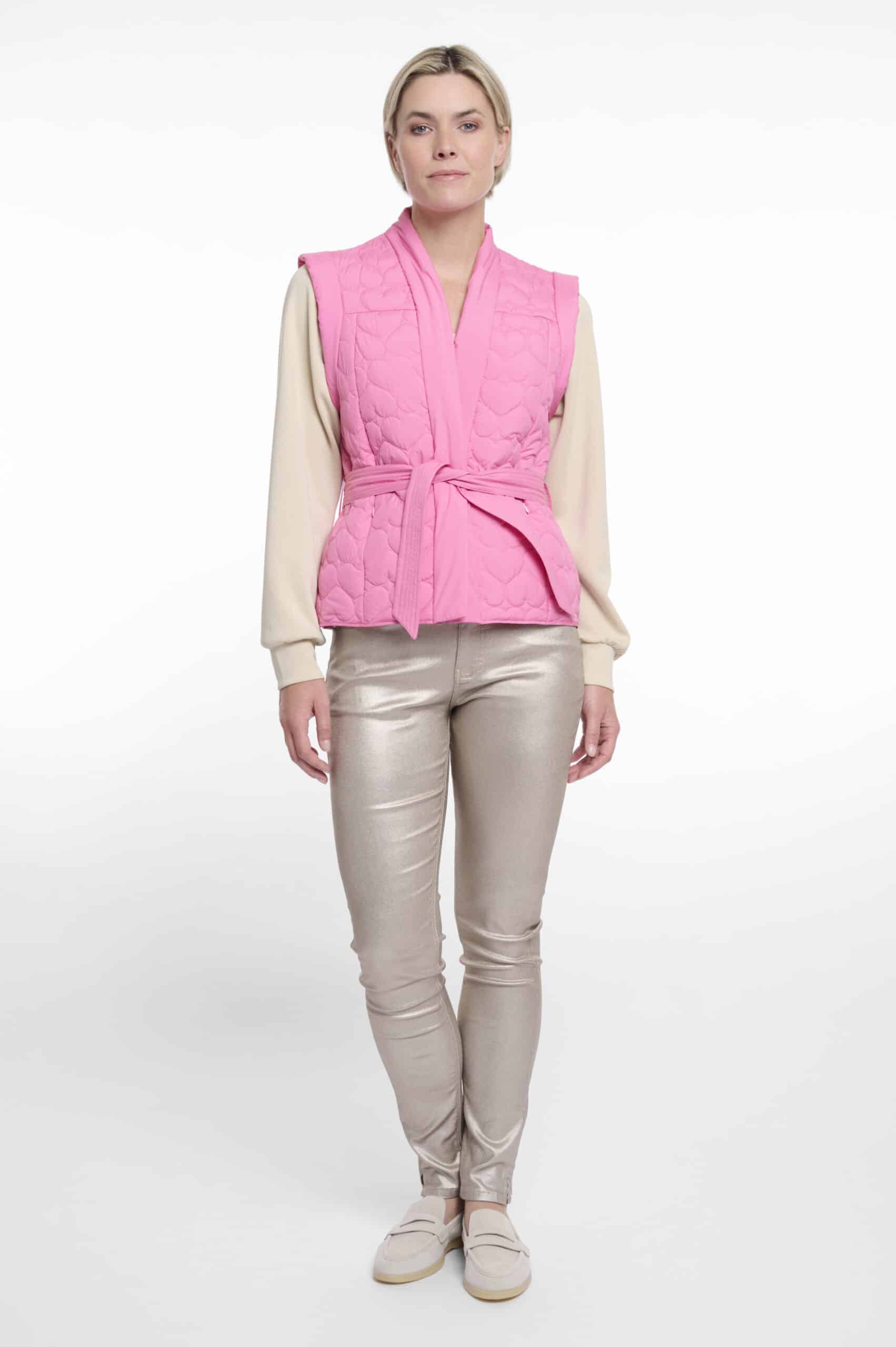 Doria Quilted Bodywarmer with Belt, Bright Pink image 3