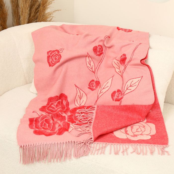 Rose Design Scarf, Pink image 0