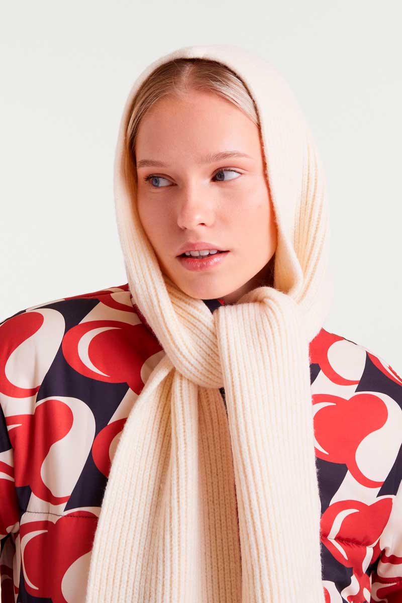 Leandra Wrap-Around Hood Scarf , Off-White image 1