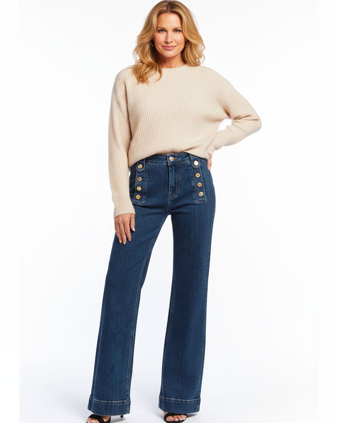 Sienna Button-Fronted Jean, Dark Blue image 0