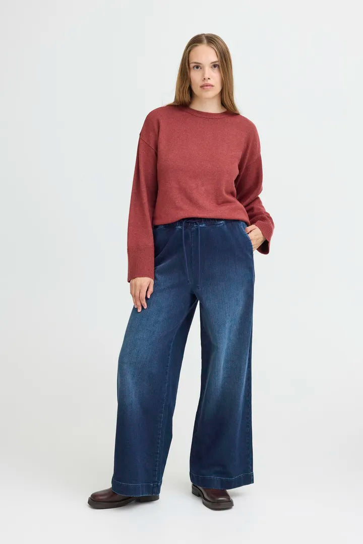Raven High-Waisted Trouser, Dark Blue Denim image 0