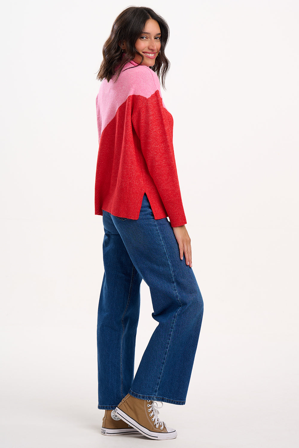 Winona Roll-Neck Jumper, Pink/Red image 3
