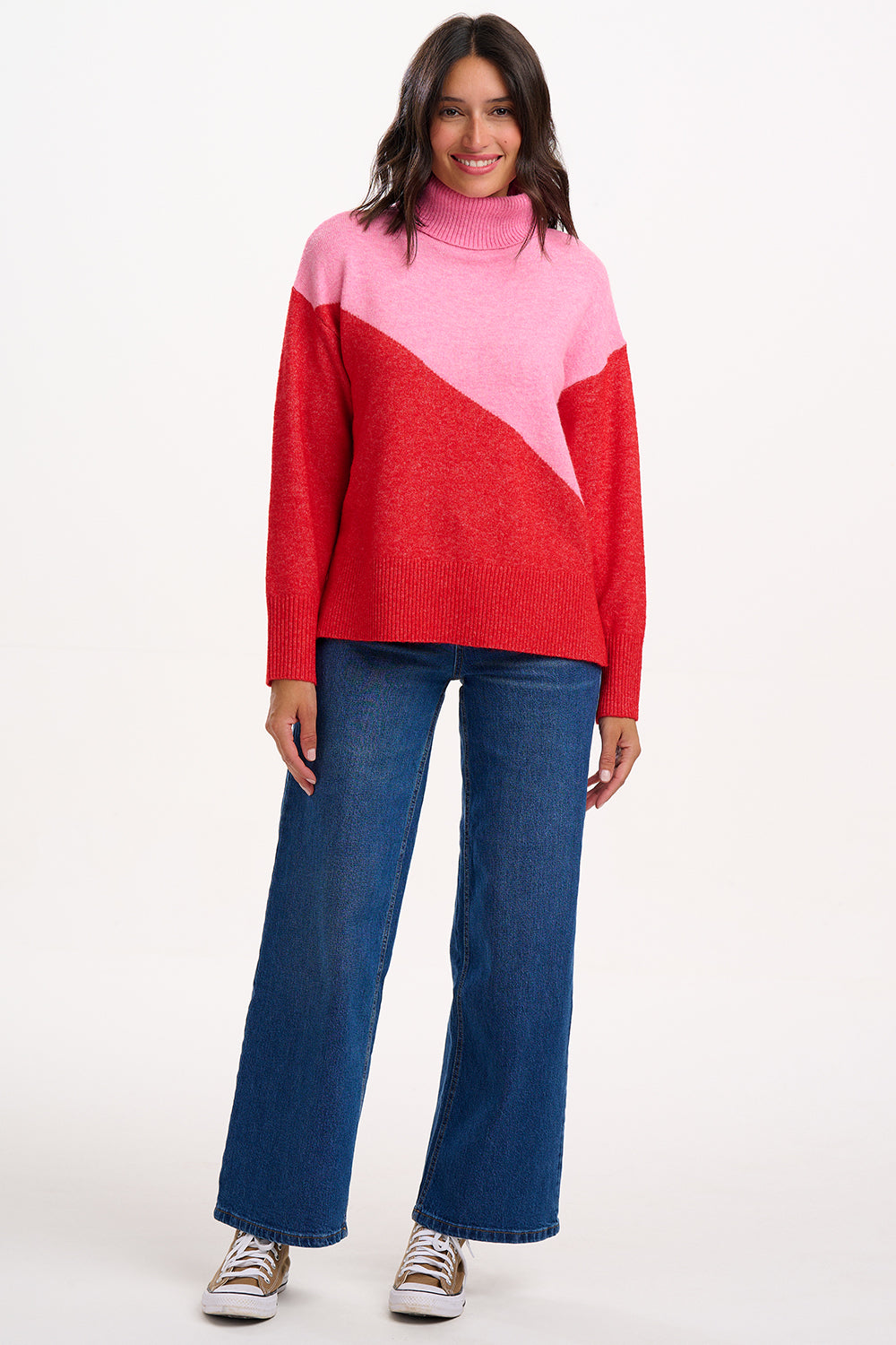 Winona Roll-Neck Jumper, Pink/Red image 2