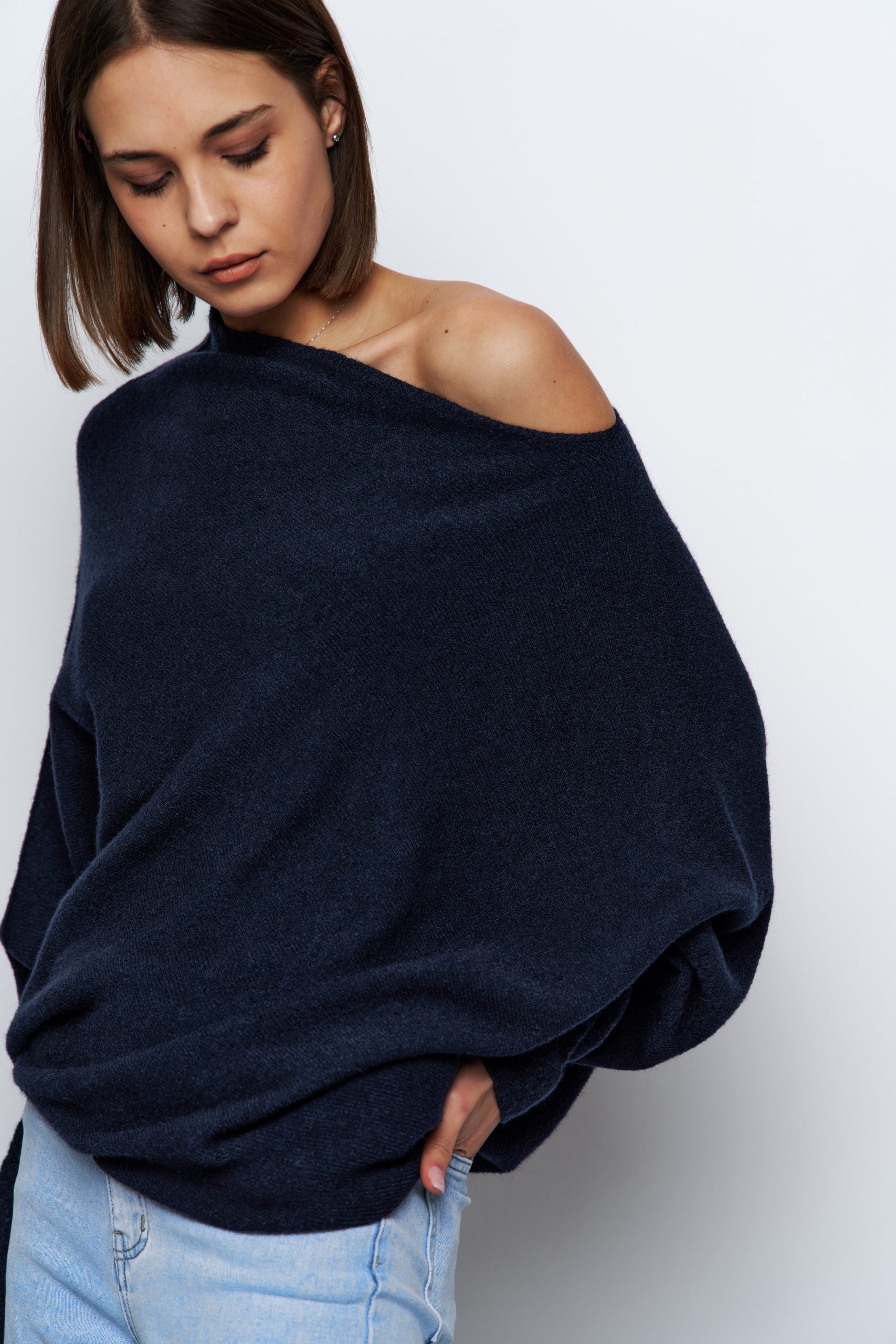 Asymmetric Knit, Navy image 2