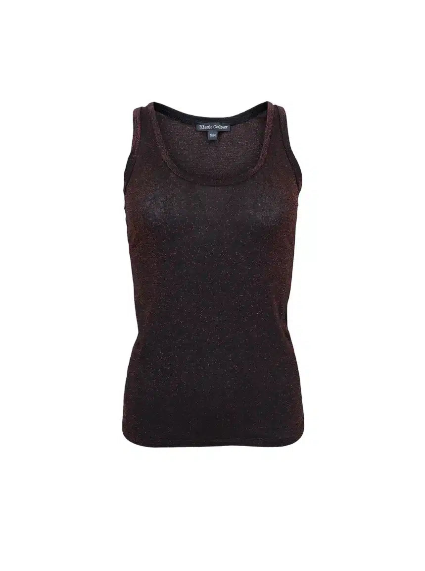 Faye Lurex Vest Top, Black Coffee colour image 1
