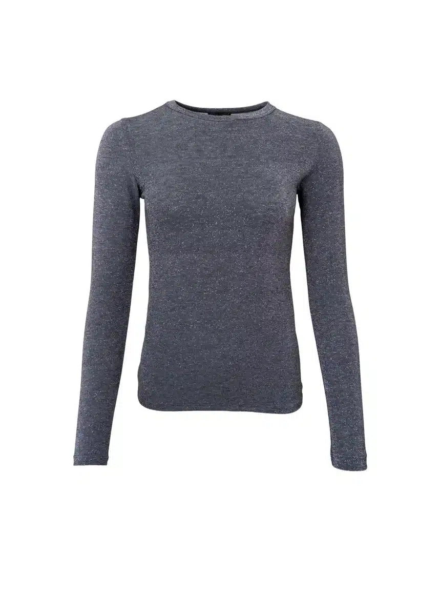 Faye Lurex Long-Sleeved Top, Steel Grey colour image 1