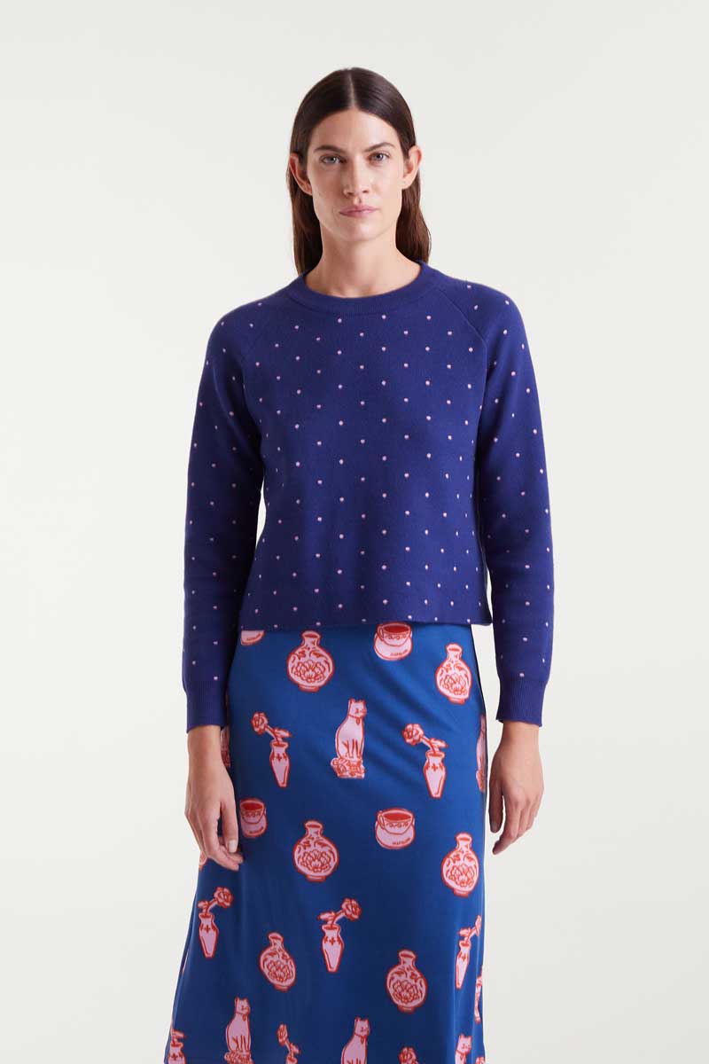 Camila Jumper, Blue & Pink Mini-Dots image 1