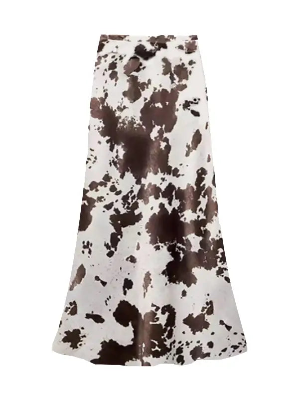 Satin Slip Skirt, Cowhide print image 3