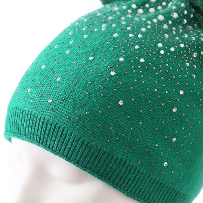 Sequin Double Pompom Hat, Green image 2