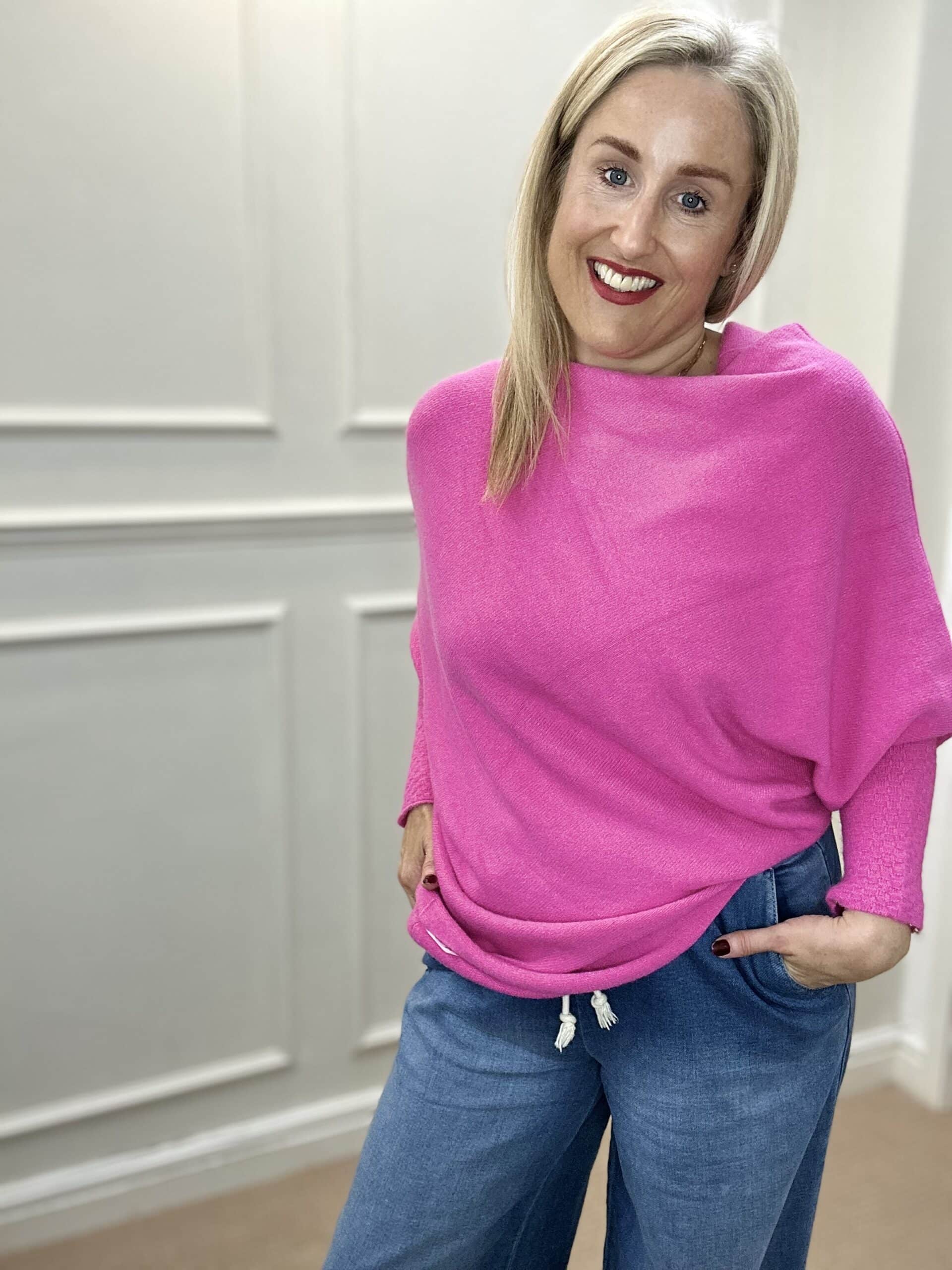 Asymmetric Knit, Cerise image 2