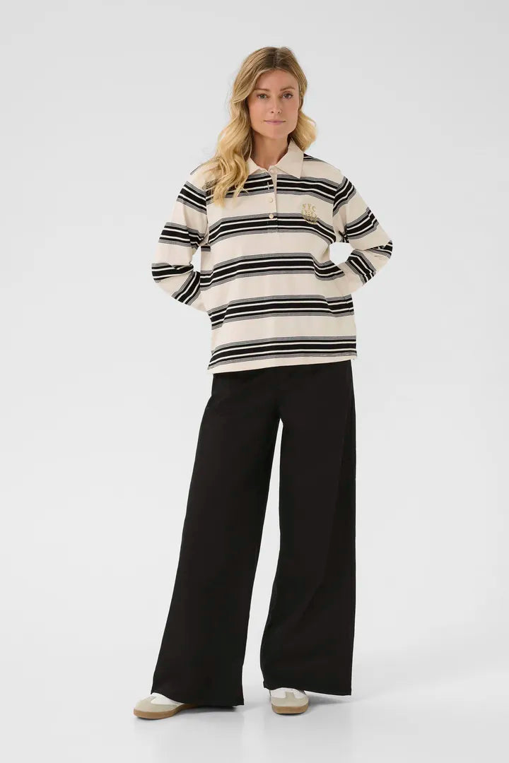Carmell Rugby Shirt, Black and White Stripe image 2