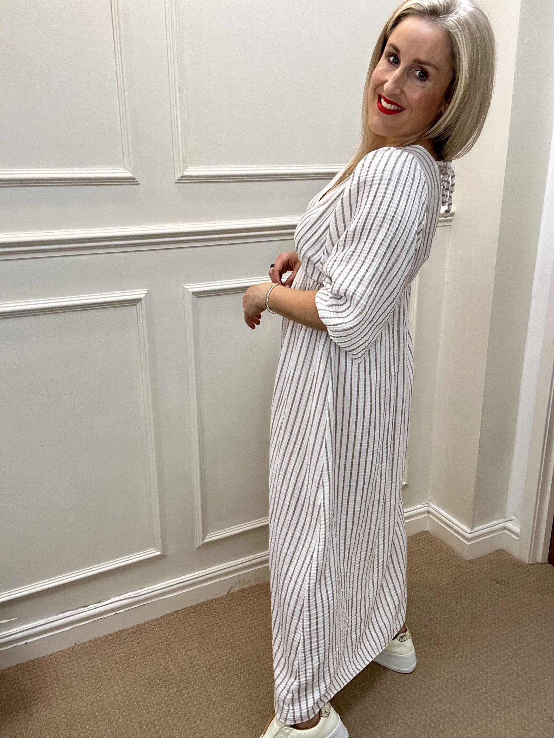 Kitty Dress, Biscuit Stripe image 2