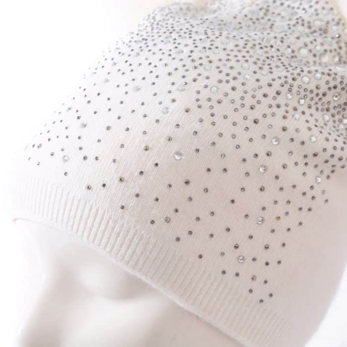 Sequin Double Pompom Hat, Cream image 2