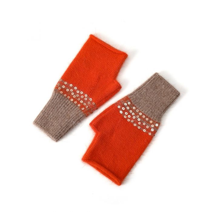 Sequin Handwarmers, Orange & Tan image 1