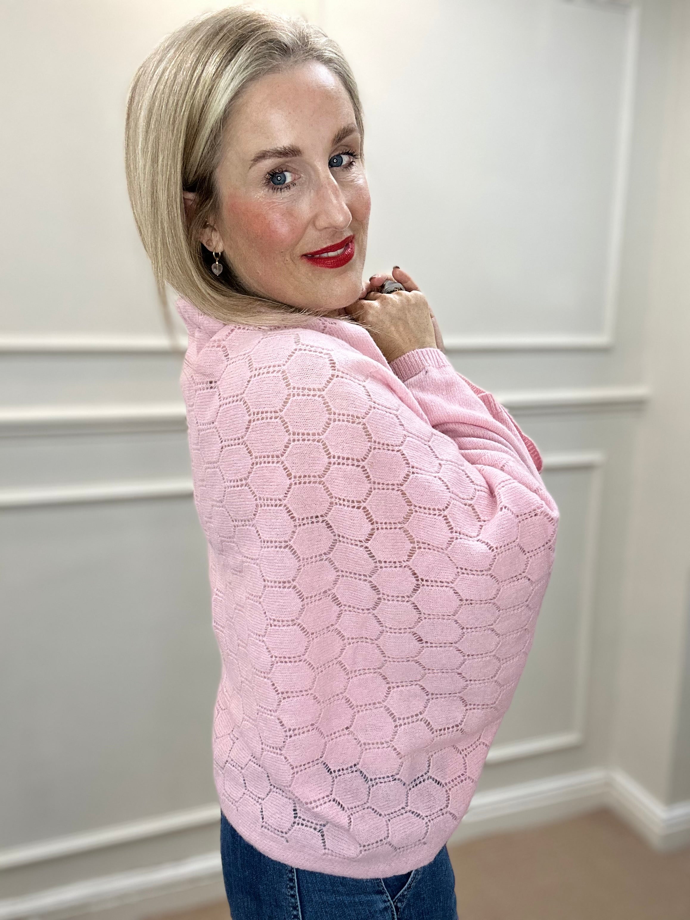 Penny Open Knit Cape, Pink image 1