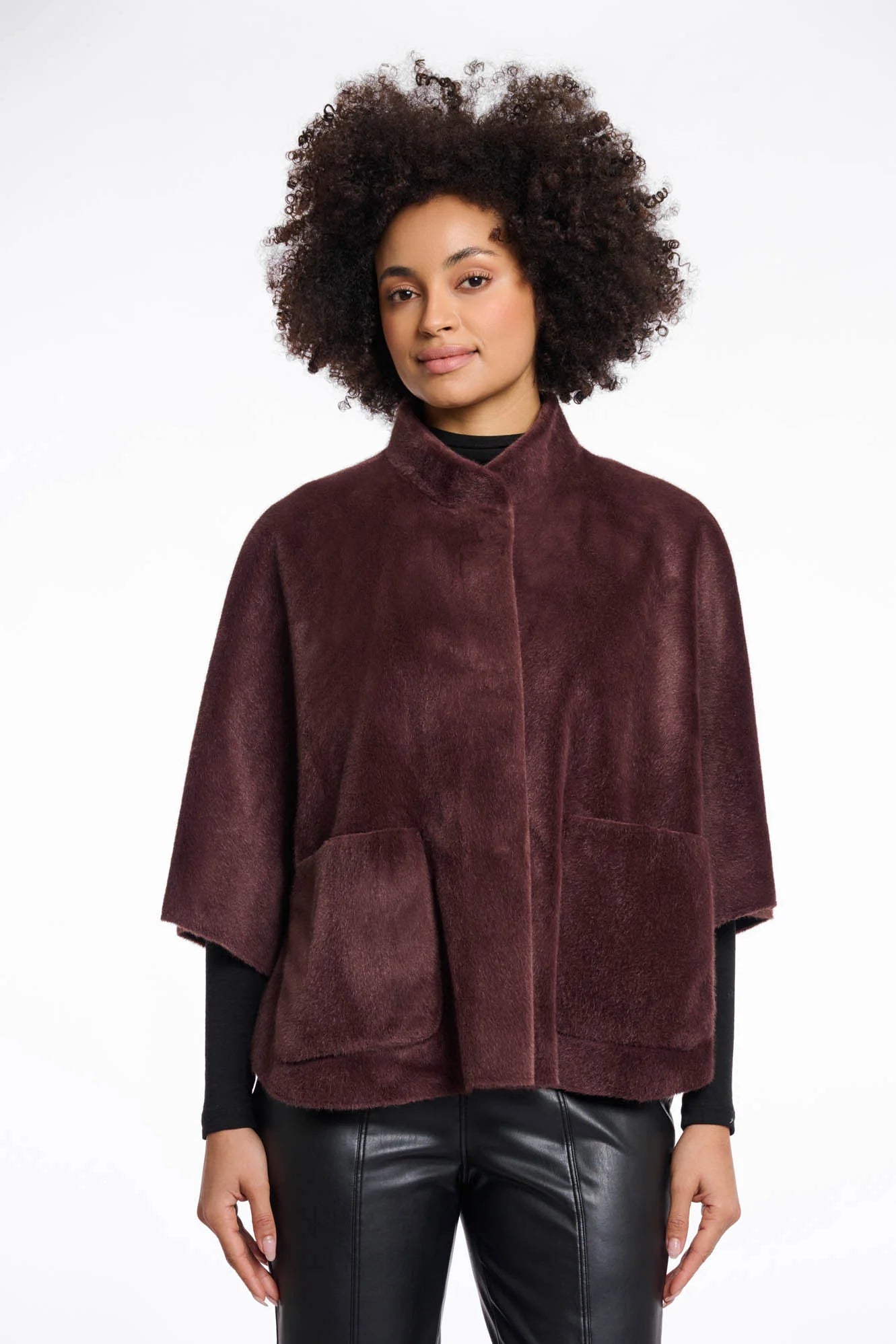 Dewi Faux Fur Cape, Chocolate Bean image 0