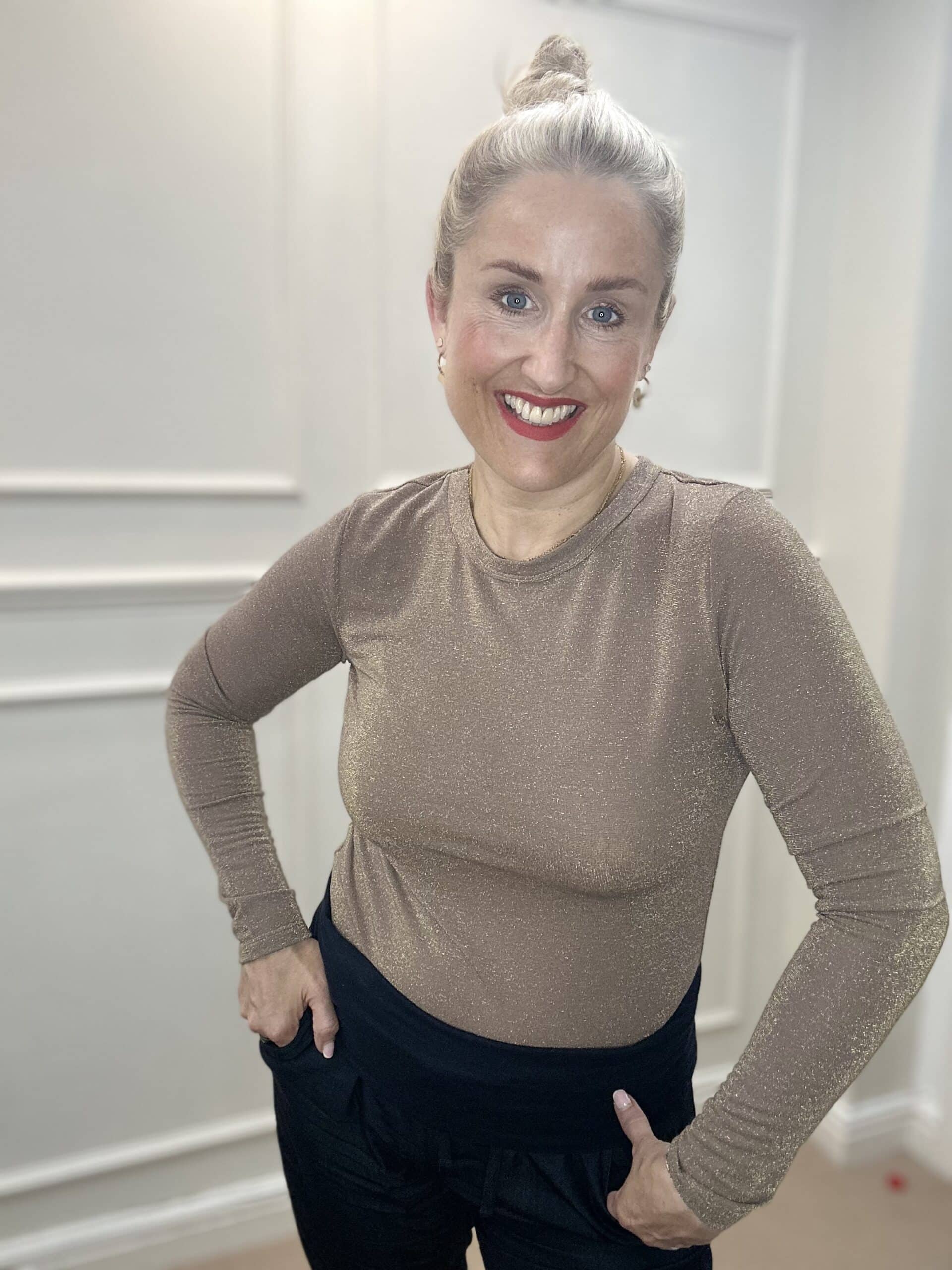 Faye Lurex Long-Sleeved Top, Golden Sand colour image 0