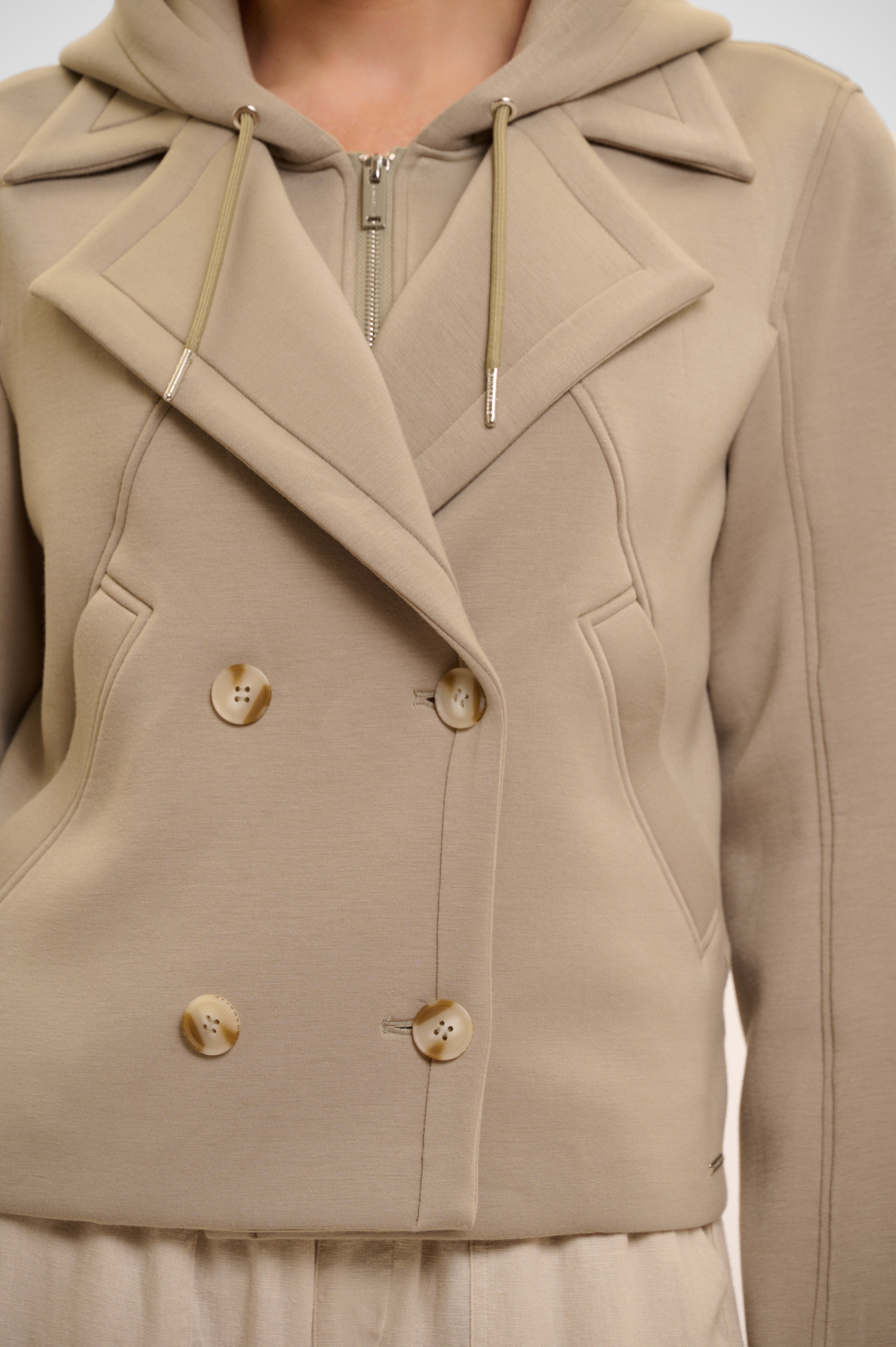 Jennifer Jacket with Detachable Hood Collar, Dusty Khaki image 3