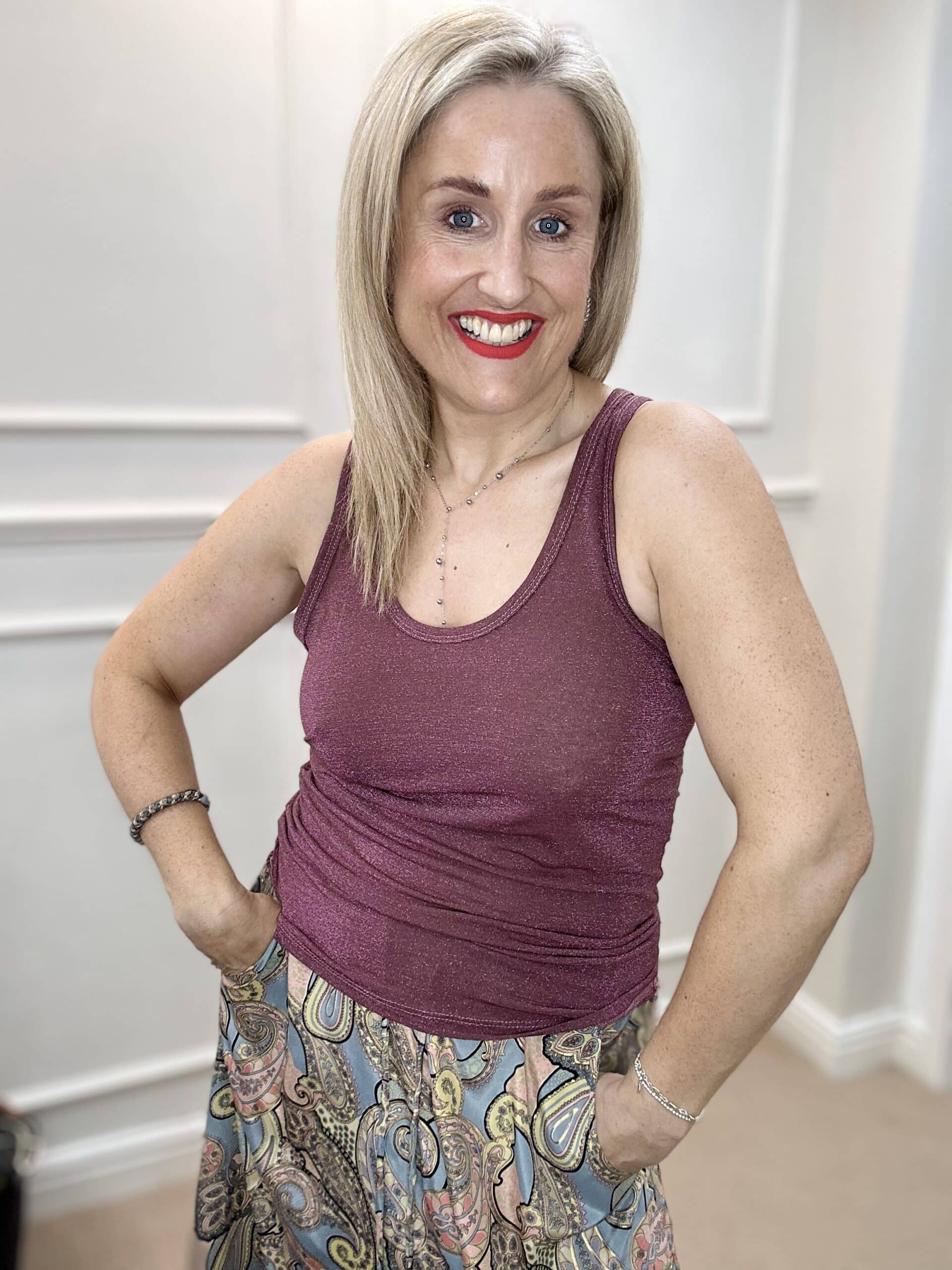 Faye Lurex Vest Top, Rosebud colour image 0