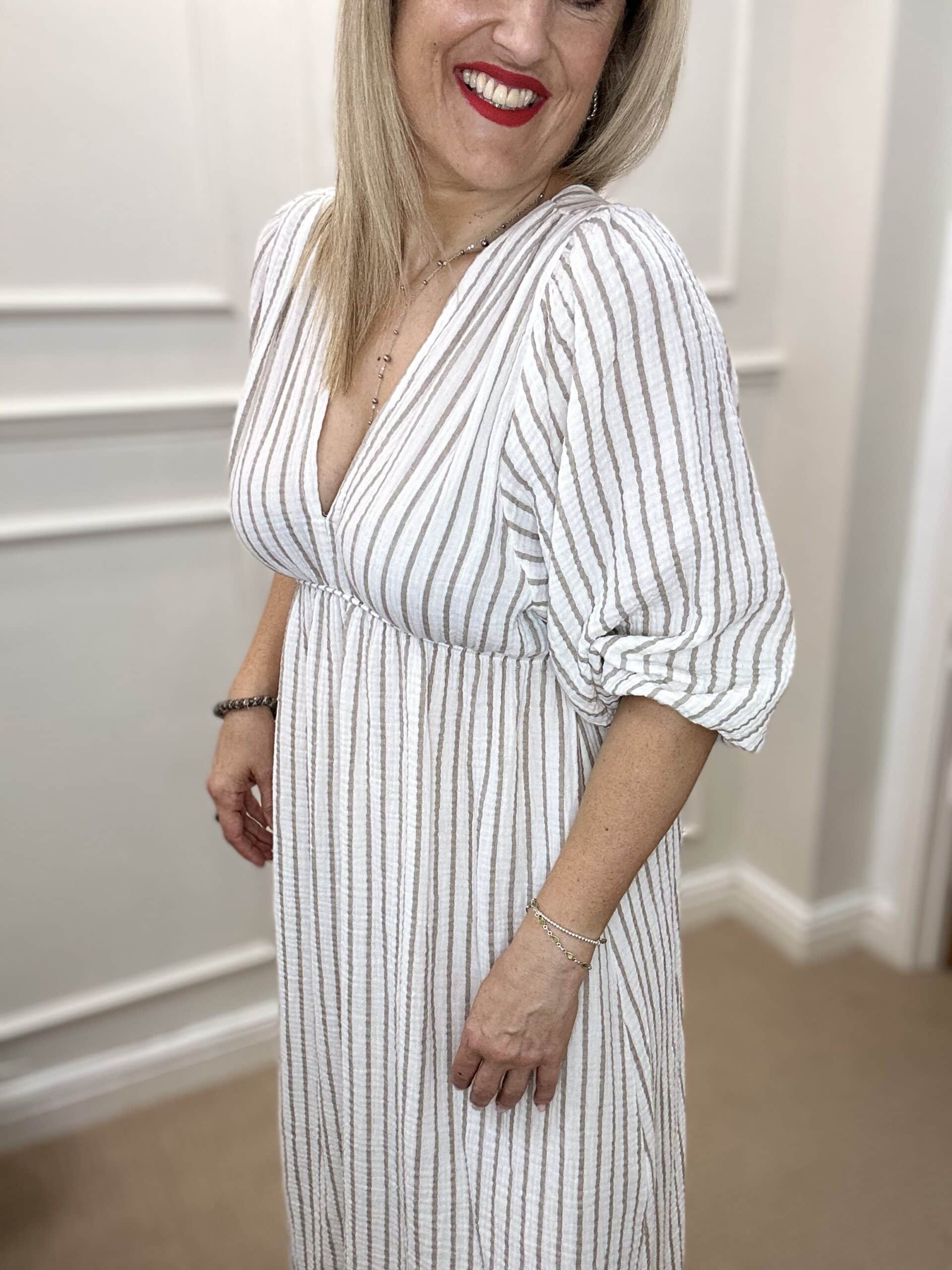 Kitty Dress, Biscuit Stripe image 1