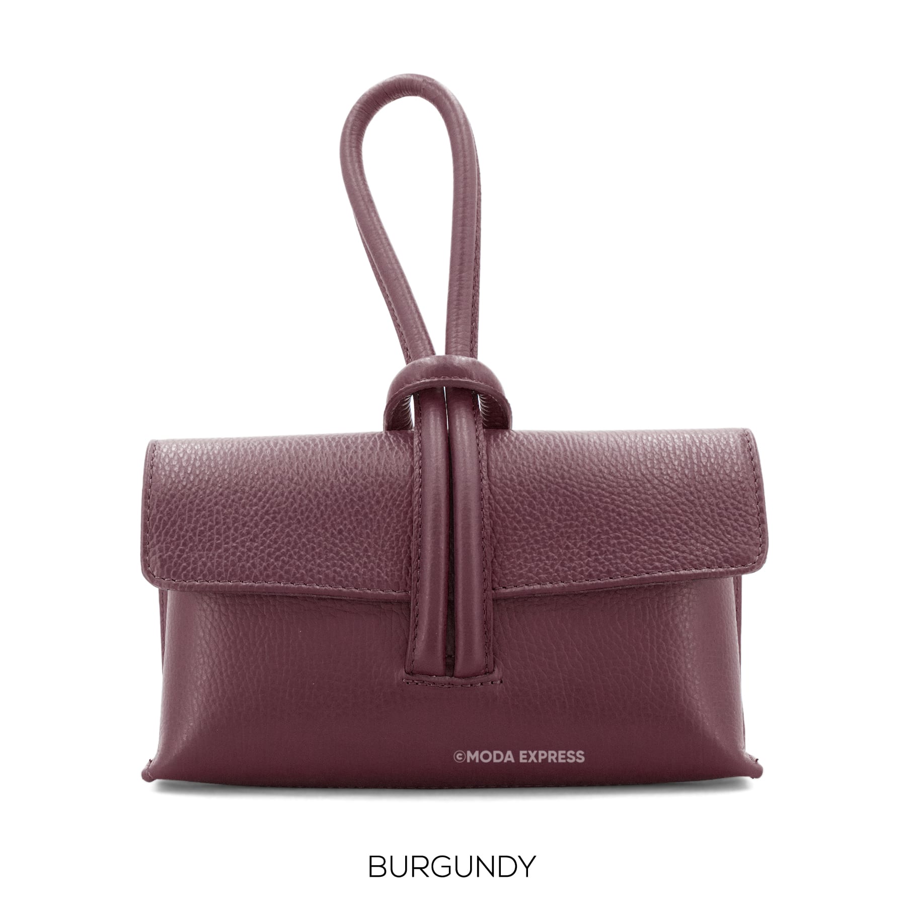Leather Loop Bag, Burgundy image 2