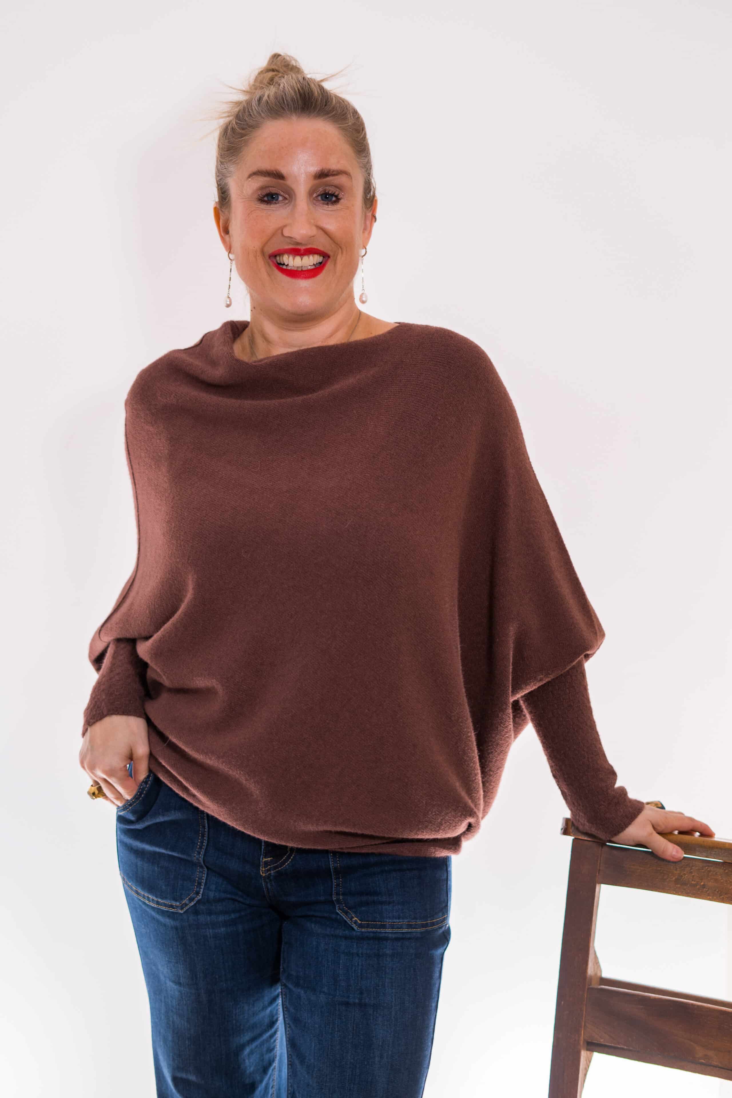 Asymmetric Knit, Chocolate image 1