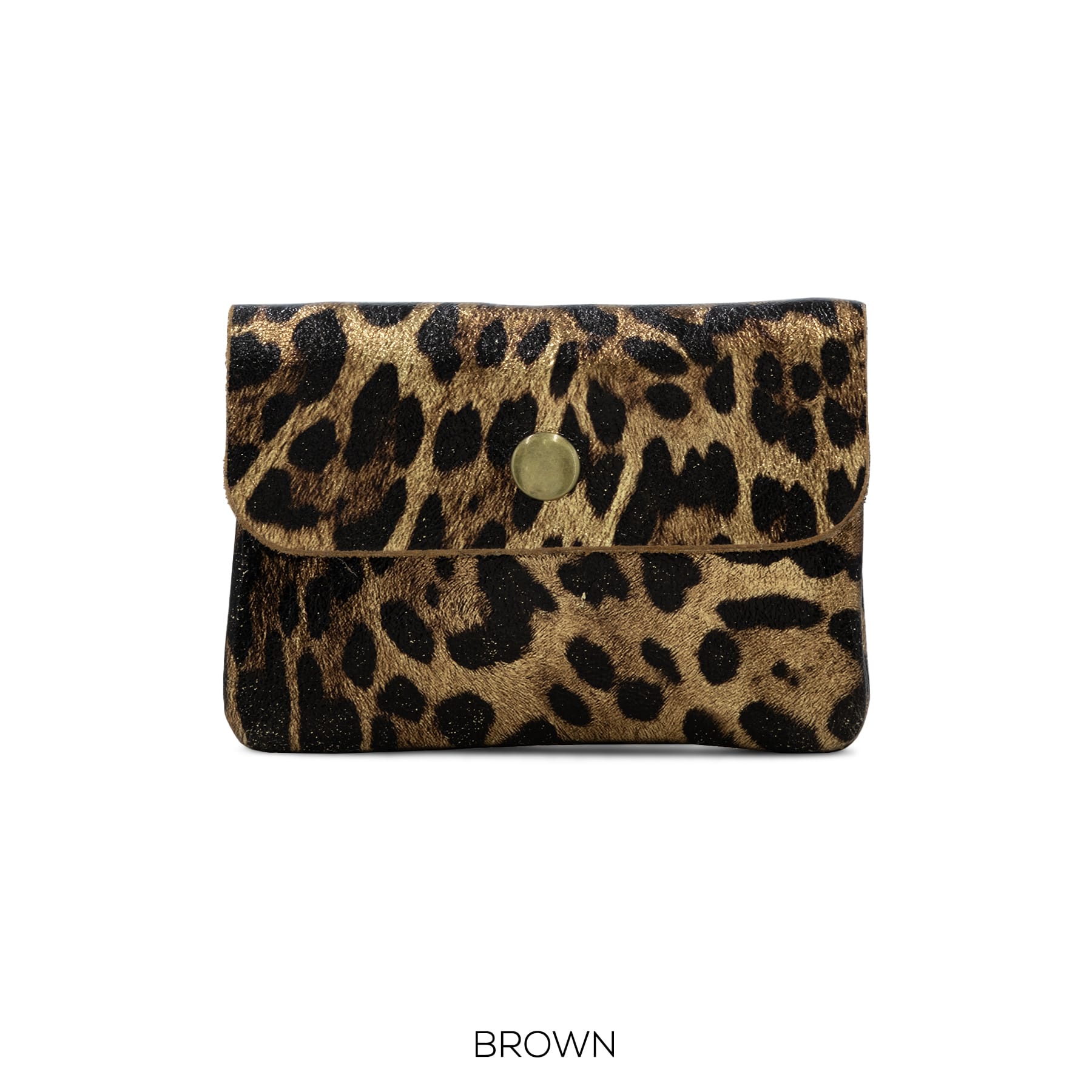 Leather Coin Purse, Brown Leopard Print image 0