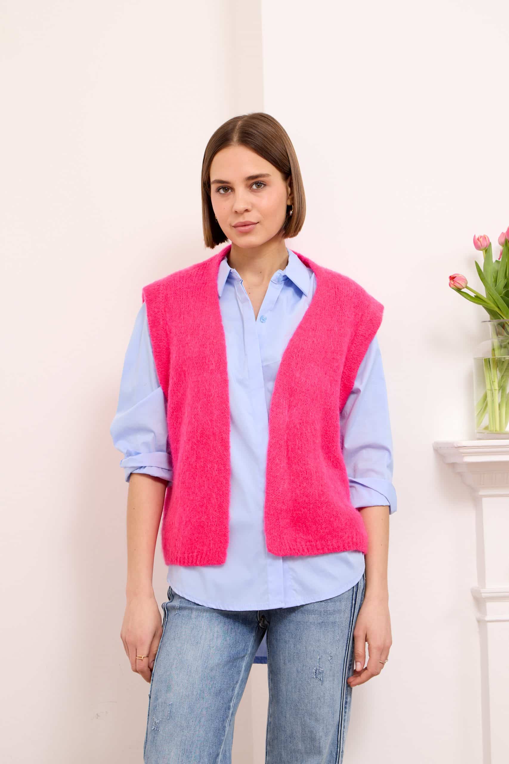 Lora Knitted Vest, Hot Pink image 1