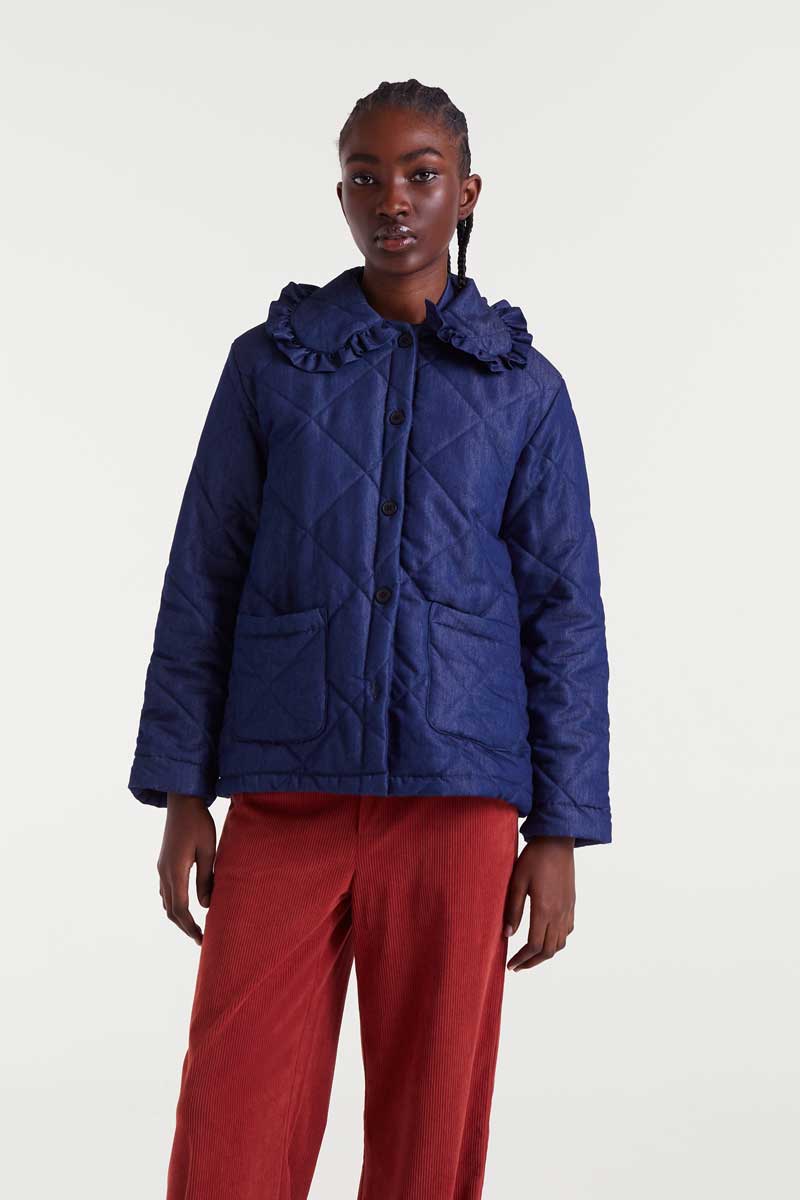 Pilar Chambray Fabric Coat, Blue image 1