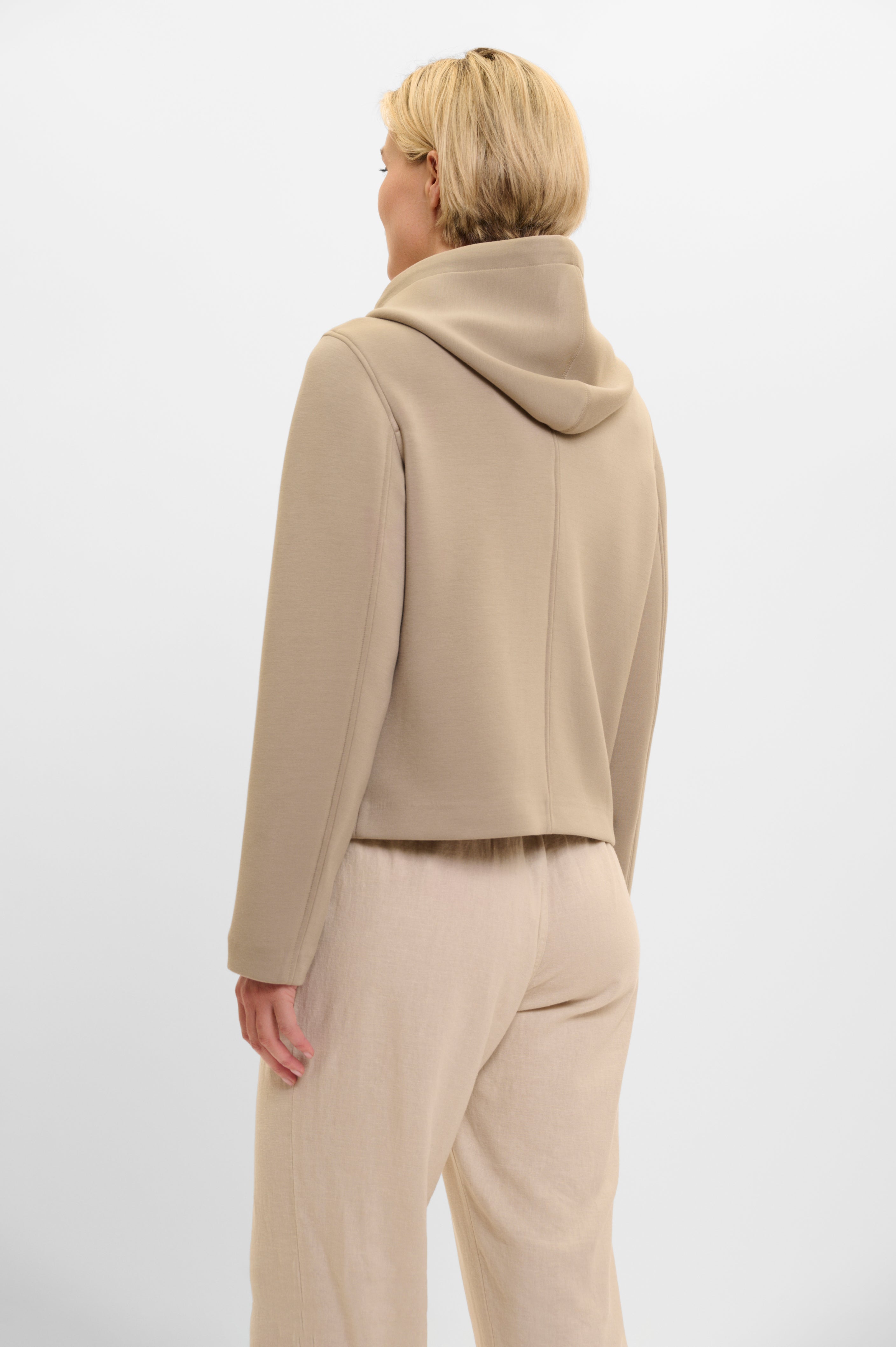 Jennifer Jacket with Detachable Hood Collar, Dusty Khaki image 2