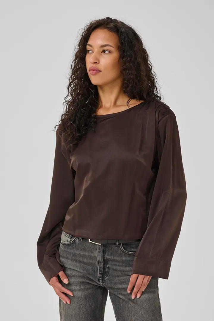 Estelle Wrap Blouse, Espresso image 2