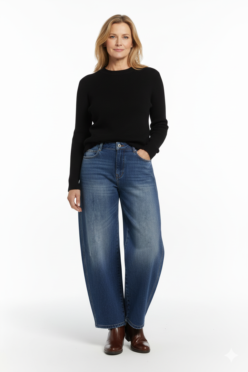 Tia Barrel Jean, Denim Blue image 0