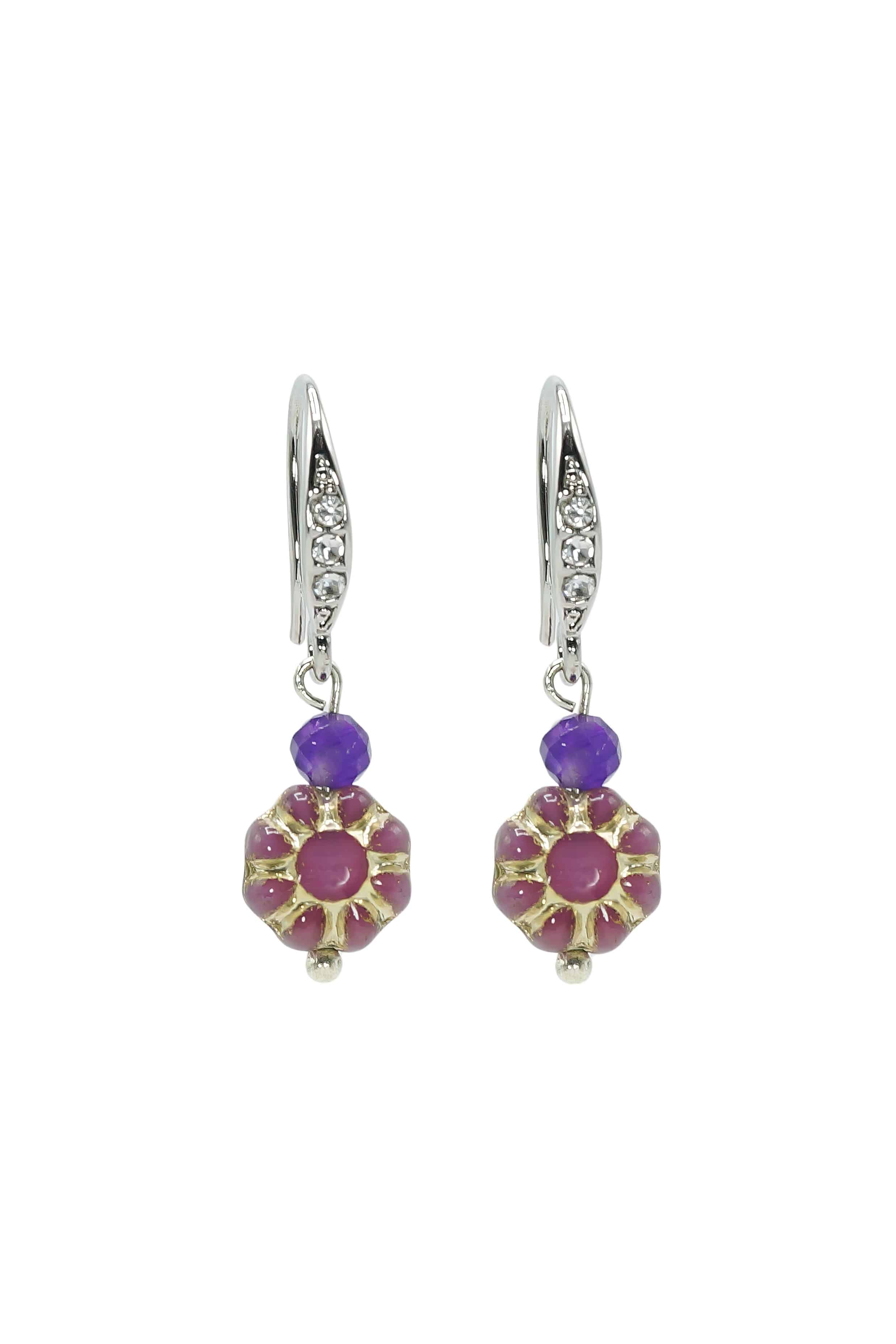 Silver Amethyst Gemstone Belle Earrings image 0