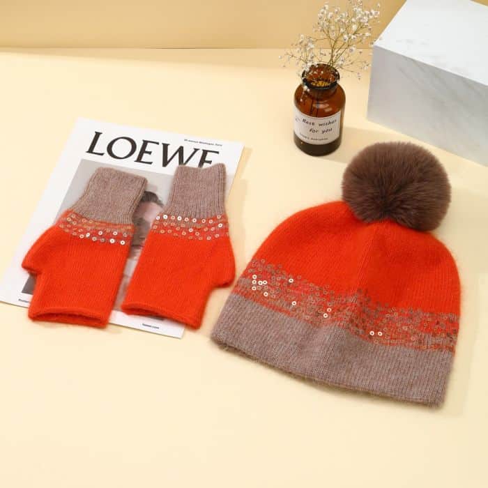 Sequin Handwarmers, Orange & Tan image 3