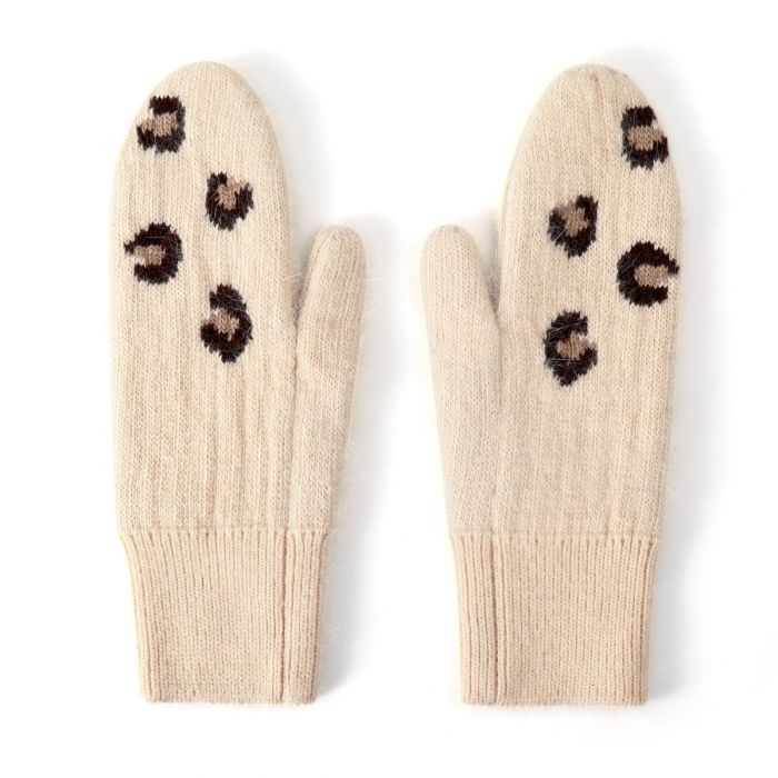 Cosy Leopard Paw Mittens, Beige image 0