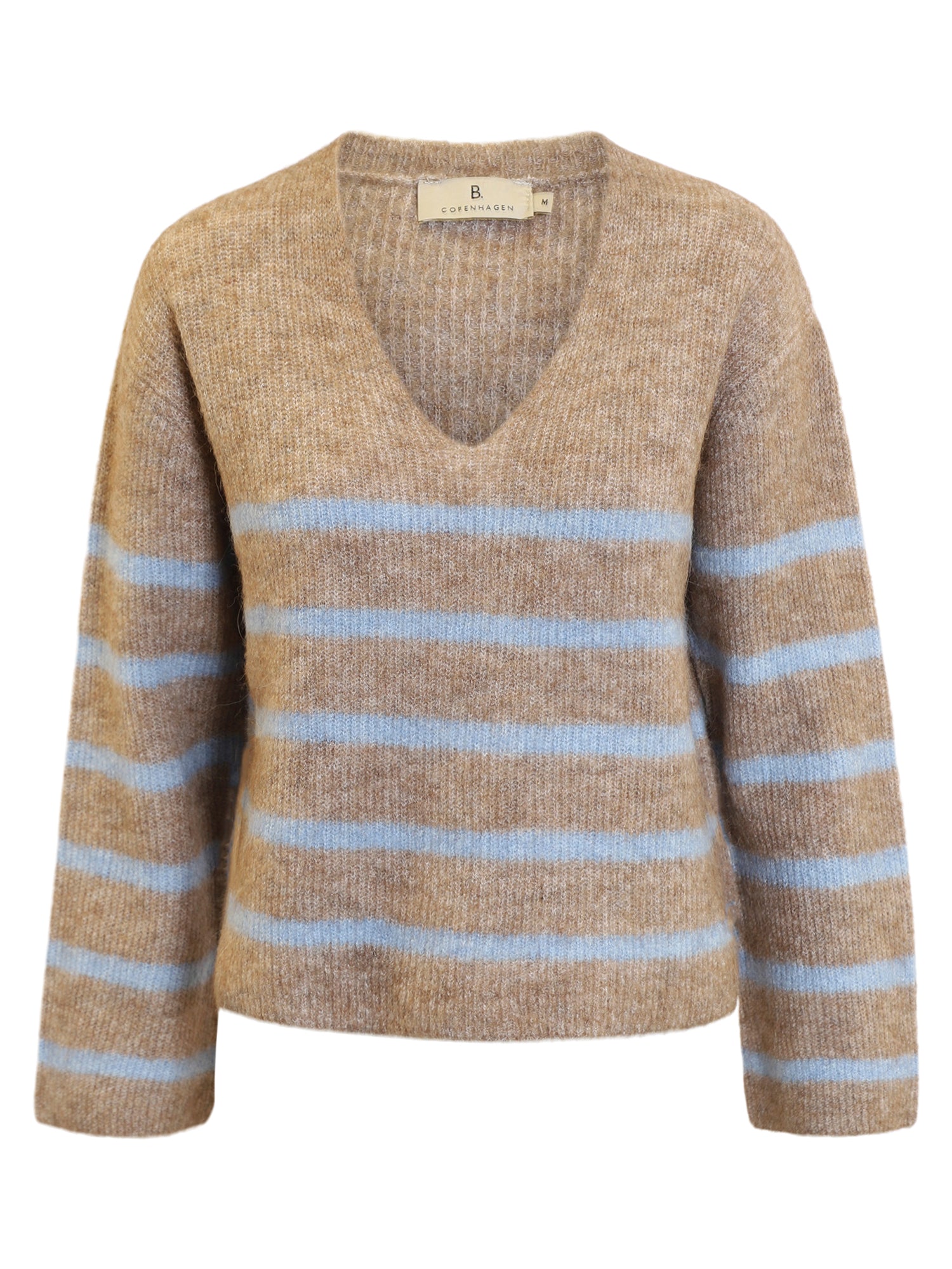 Carys Jumper, Taupe with Blue image 1