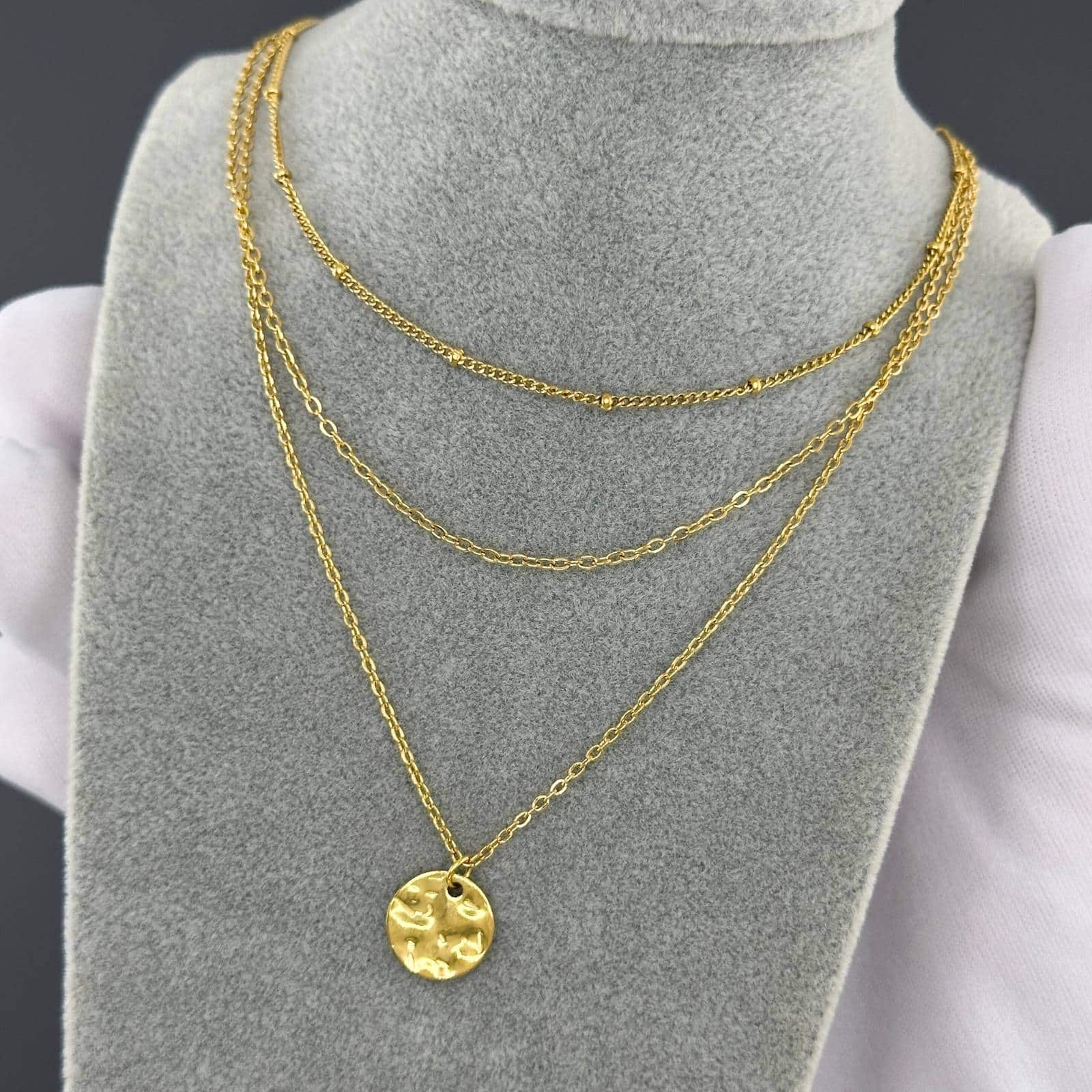 Gold-Plated Greek Disc Necklace image 1