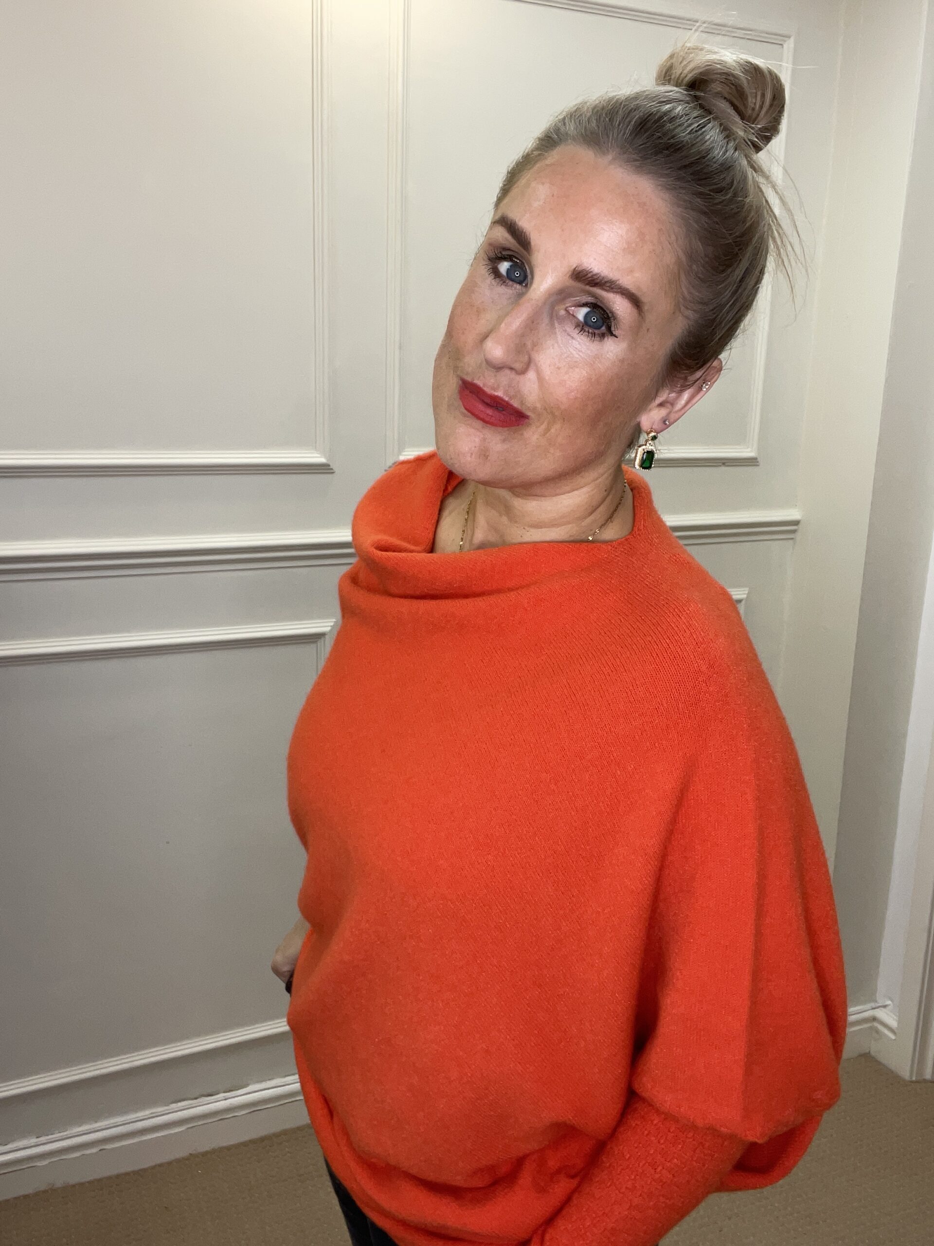 Asymmetric Knit, True Orange image 2