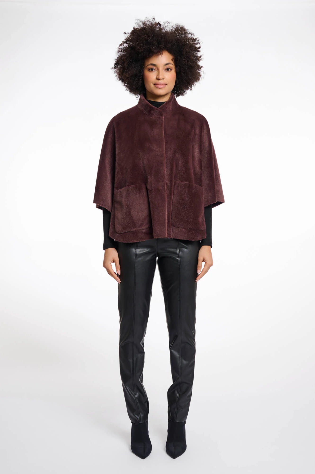 Dewi Faux Fur Cape, Chocolate Bean image 3