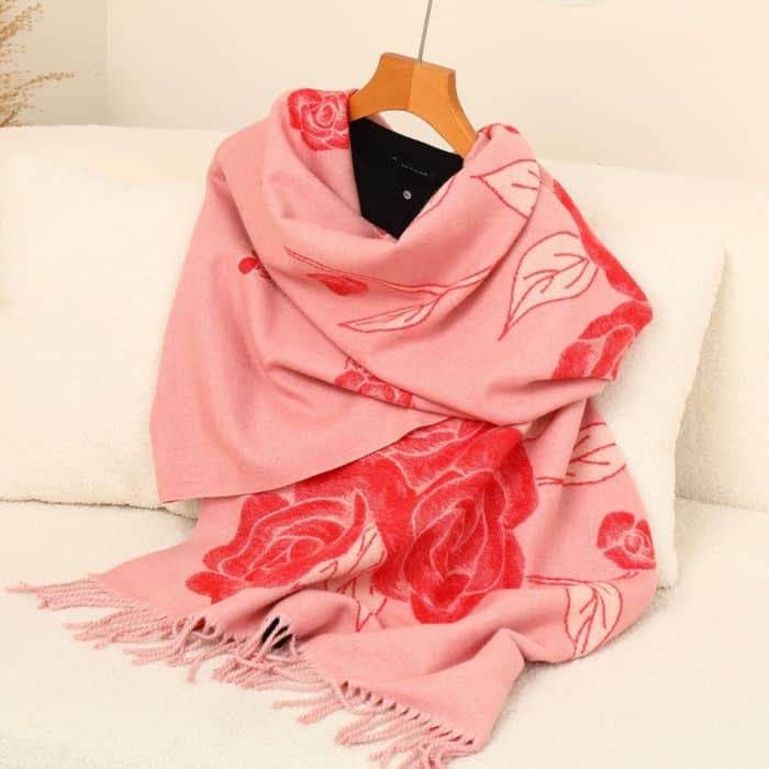 Rose Design Scarf, Pink image 1