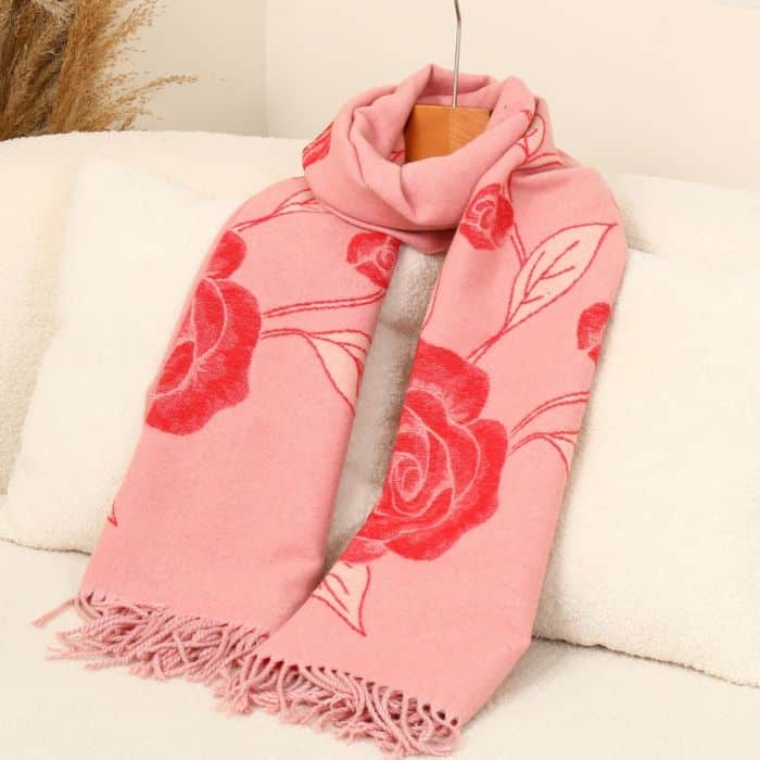 Rose Design Scarf, Pink image 2