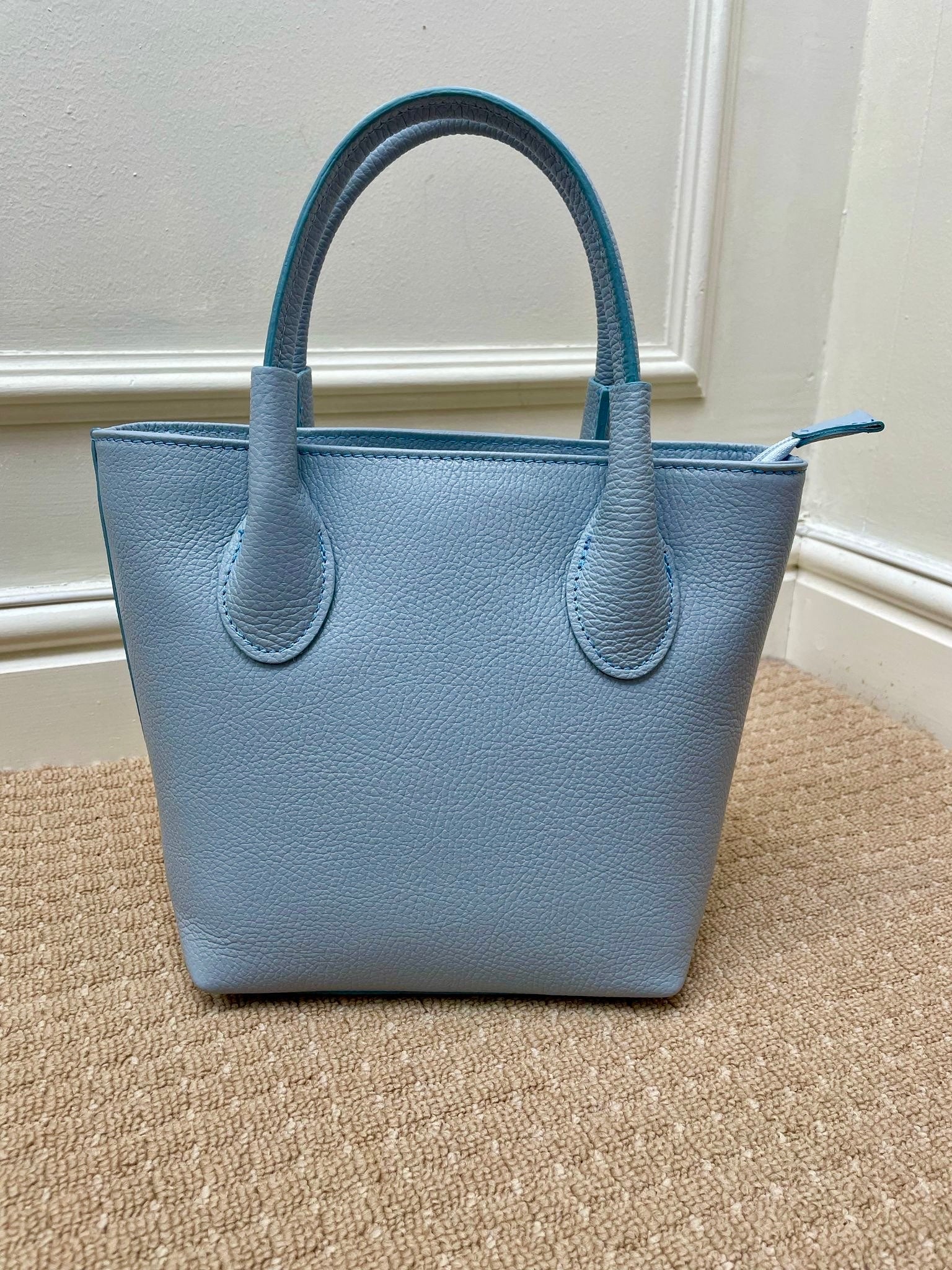 Melanie Mini Bucket Bag, Soft Blue - full grain leather image 0