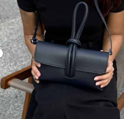 Leather Loop Bag, Black image 1