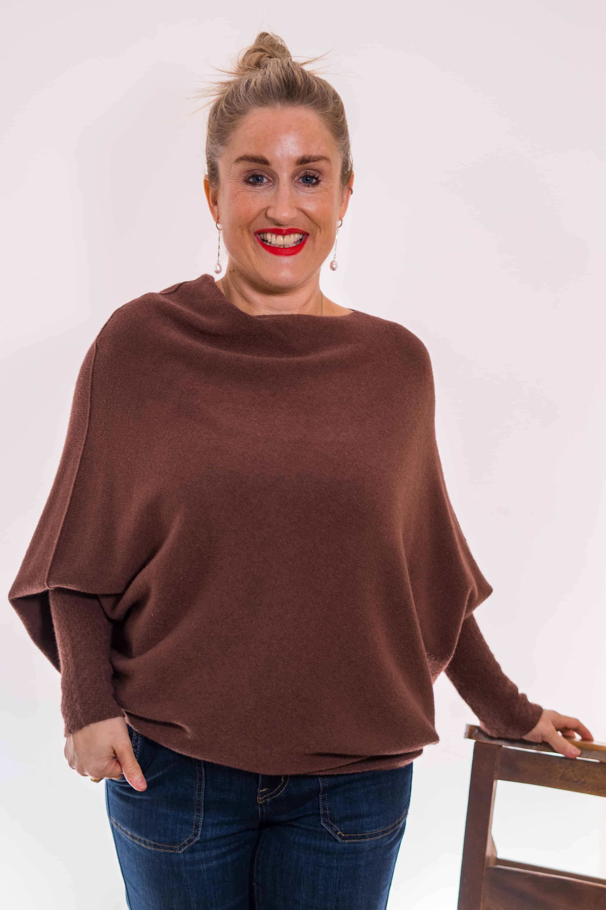 Asymmetric Knit, Chocolate image 2