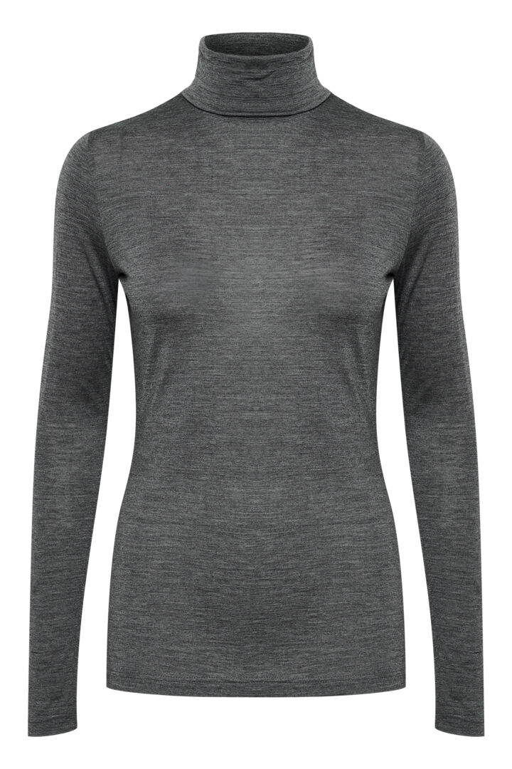 Rollneck Top, Dark Grey Melange image 4