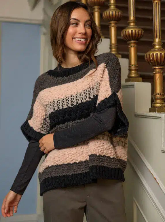 Faye Lurex Long-Sleeved Top, Black Coffee colour image 3